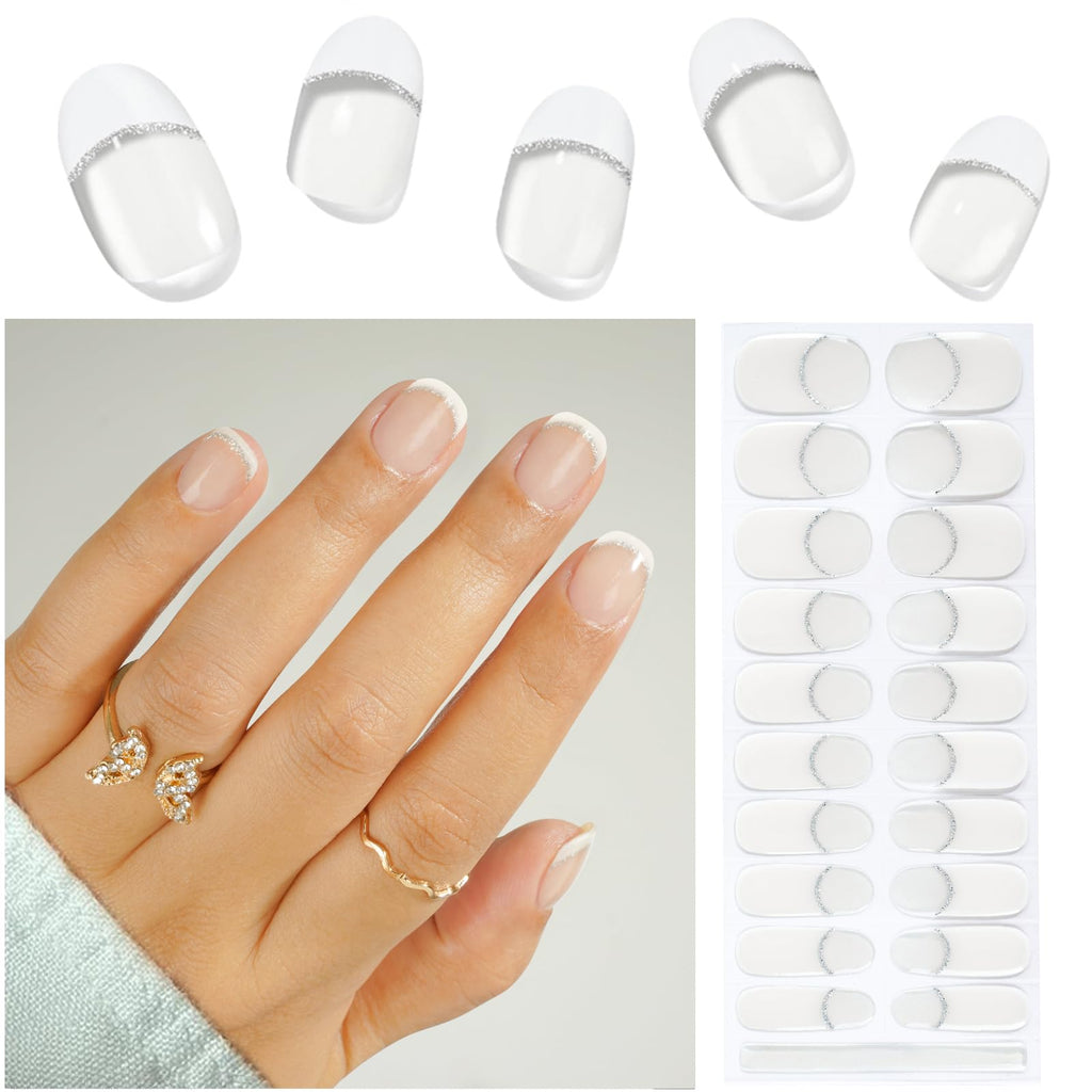 French Tip Gel Nail Kit – 20pc Semi-Cured Strips