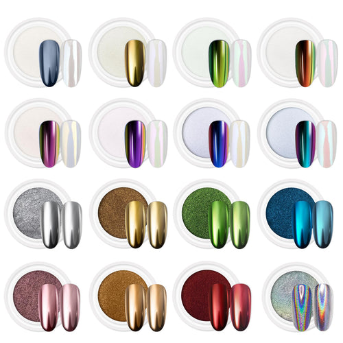 Chrome Nail Powder Kit – 16 Mirror Finish Shades